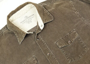 Vintage Quiksilver Corduroy Pearl Snap Shirt Mens XL Brown Long Sleeve Stretch